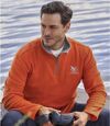 Pack of 3 Half Zip Pullovers - Ecru Orange Blue  Atlas For Men