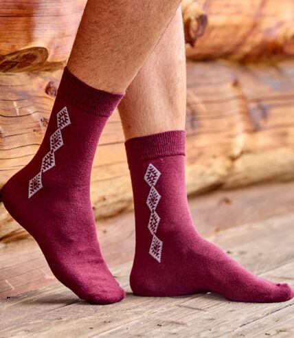 Pack of 5 Pairs of Men's Socks - Grey Burgundy Navy