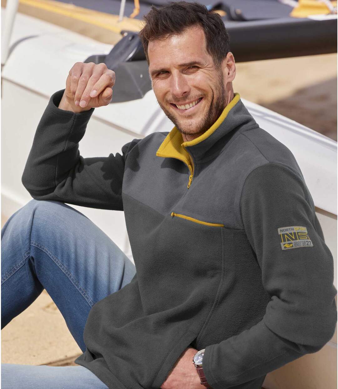 Men's Gray Half-Zip Fleece Sweater   Atlas For Men