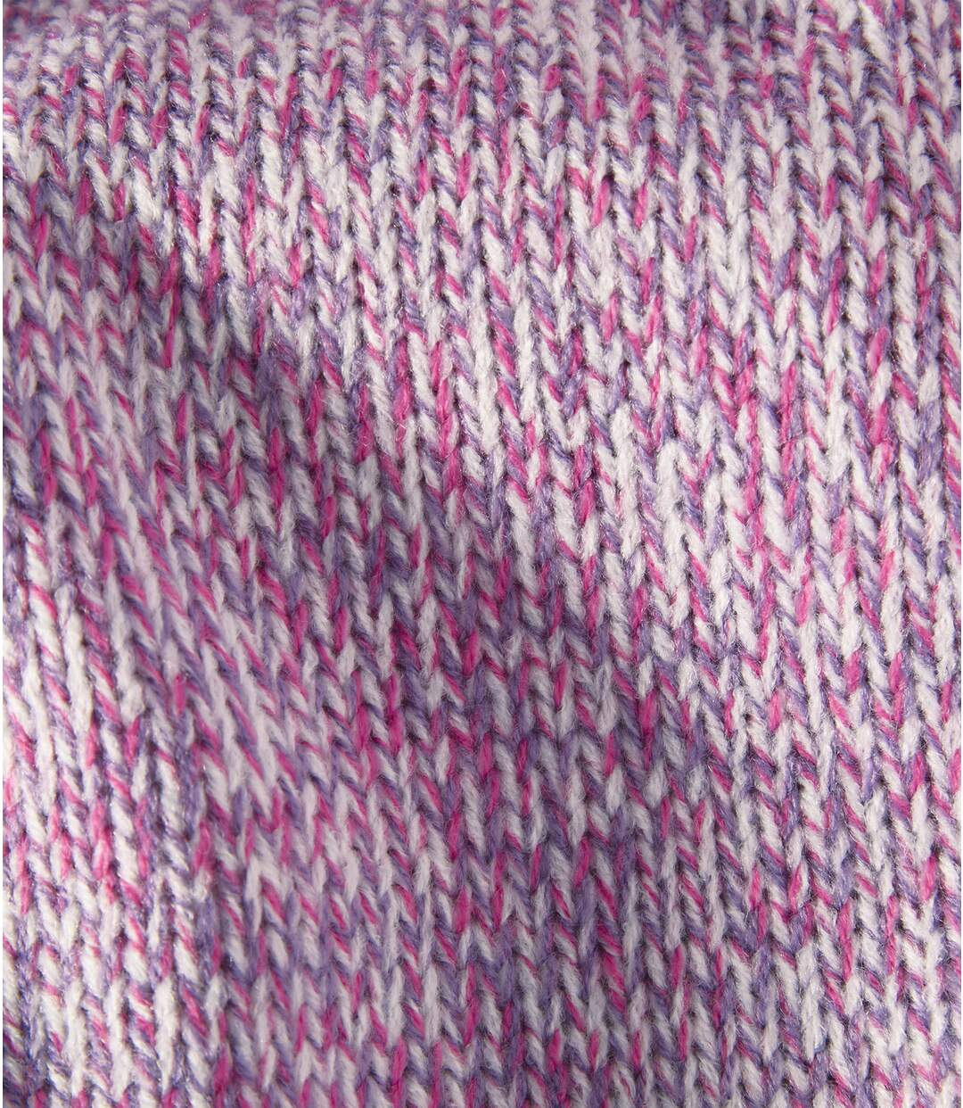 Rosa melierter Strickpullover mit V-Ausschnitt-3