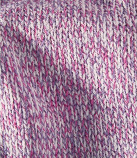 Rosa melierter Strickpullover mit V-Ausschnitt