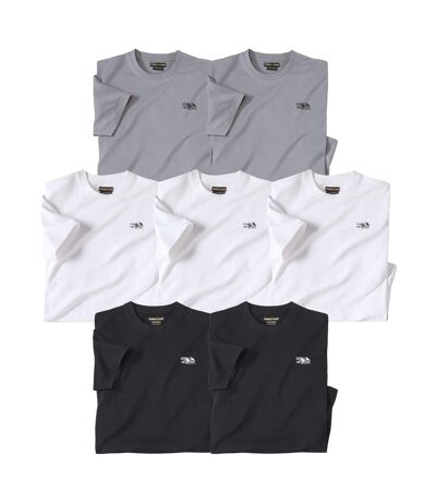 Pack of 7 Men's Basic T-Shirts - Black White Grey