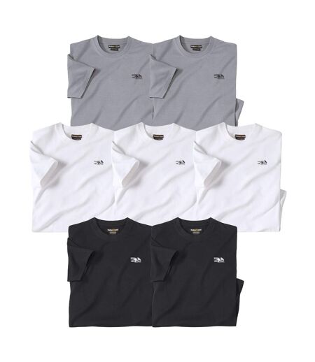Pack of 7 Men's Basic T-Shirts - Black White Grey