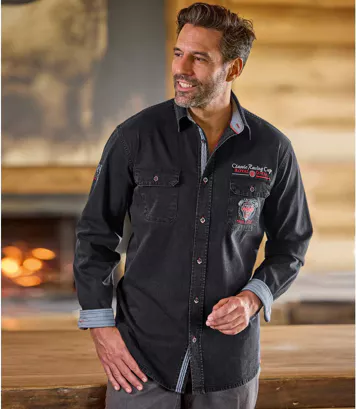 Chemise en Jean Noire Winch and Wheel