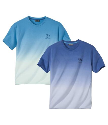 Set of 2 Men's Tie Dye T-Shirts - Turquoise Blue