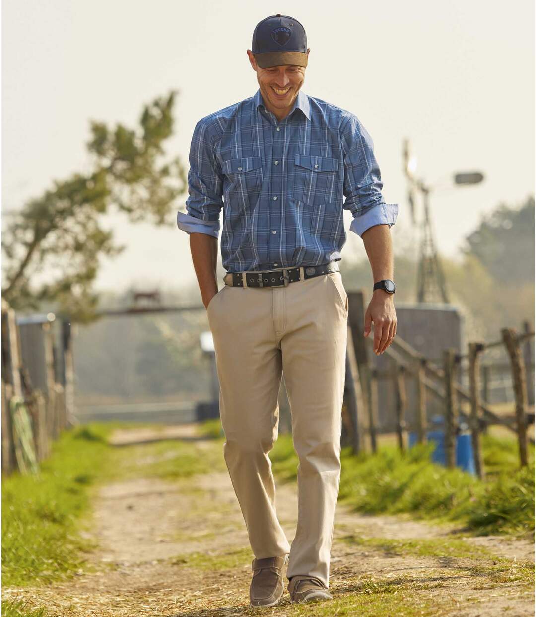 Men's Beige Stretch Twill Chinos-2