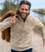 Men's Ecru Marled Knit Jumper-3