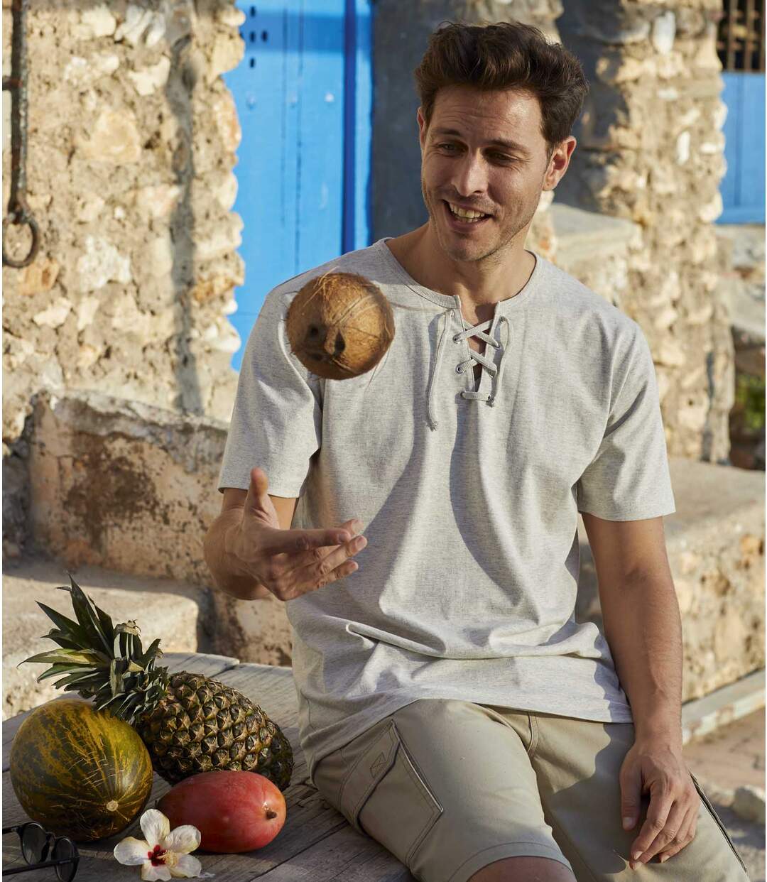 Két darabos tunéziai nyakú fűzős póló szett-3