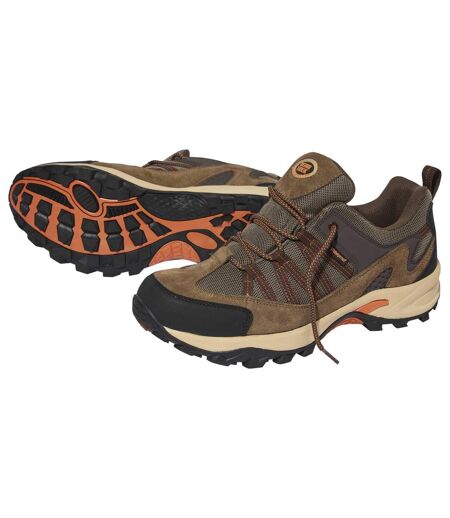 Men's Waterproof Low-Rise Walking Shoes - Brown Black Orange