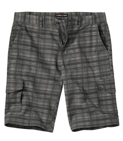 Men's Grey Checked Cargo Shorts
