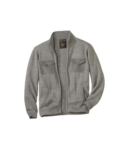 Gilet Tricot Homme Gris Multipoche