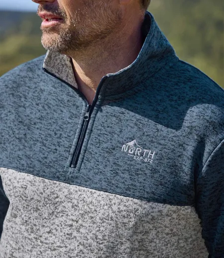 Pack of 2 Men's Mottled Fleece Sweatshirts - Blue Grey