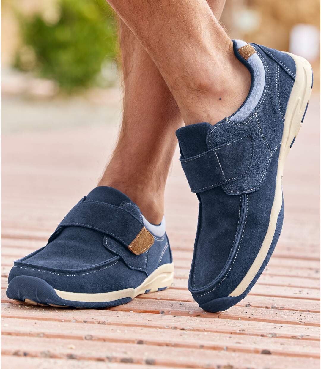 Men's Navy Boat-Style Moccasins 