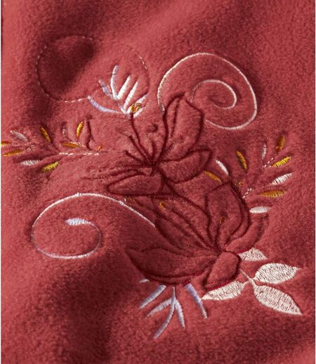Women's Coral Embroidered Fleece Jacket - Full Zip