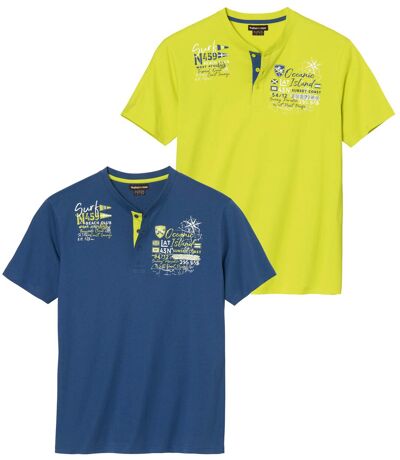 Lot de 2 Tee-Shirts Col Boutonné