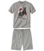 Men's Grey Pyjama Short Set