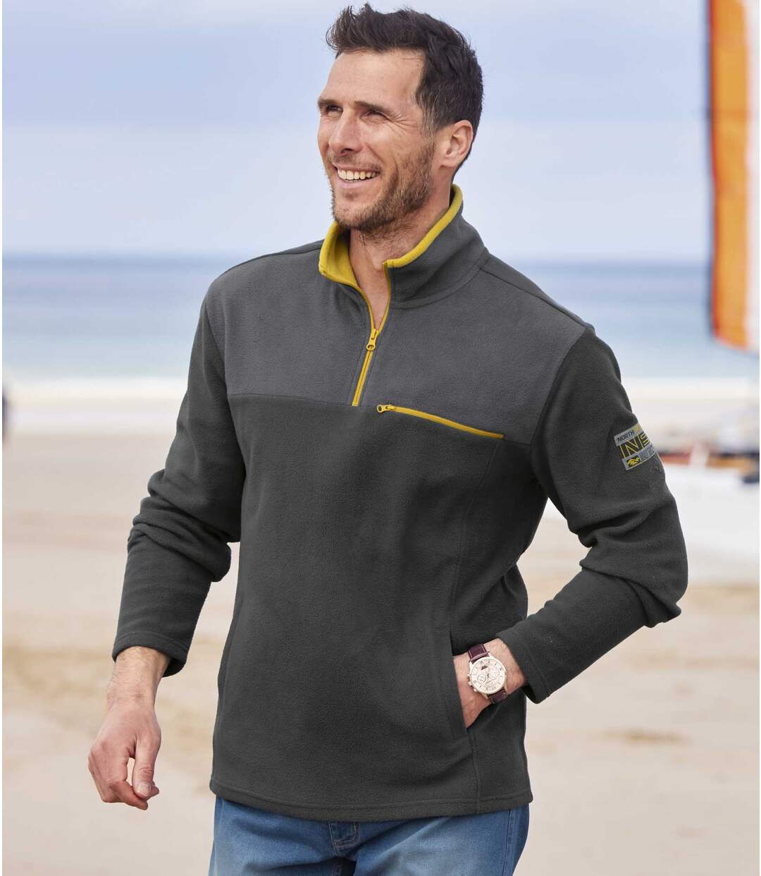 Men's Gray Half-Zip Fleece Sweater   Atlas For Men