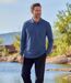 Pack of 3 Men's Long Sleeve Polo Shirts - Black Khaki Blue-2