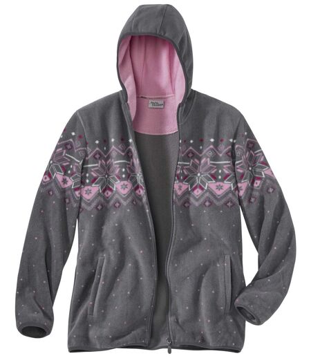 Women’s Grey Full Zip Fleece Jacket with Hood