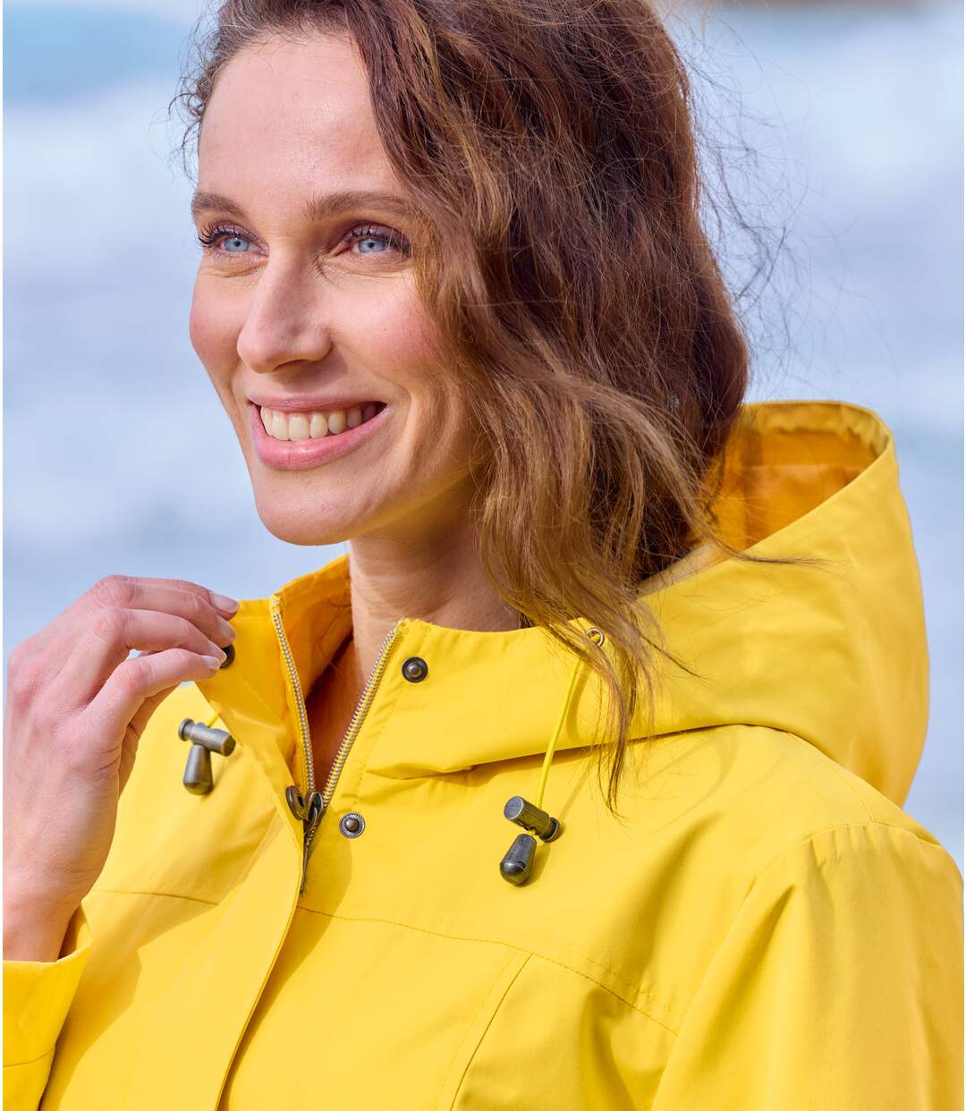 Women's Yellow Hooded Windbreaker-3