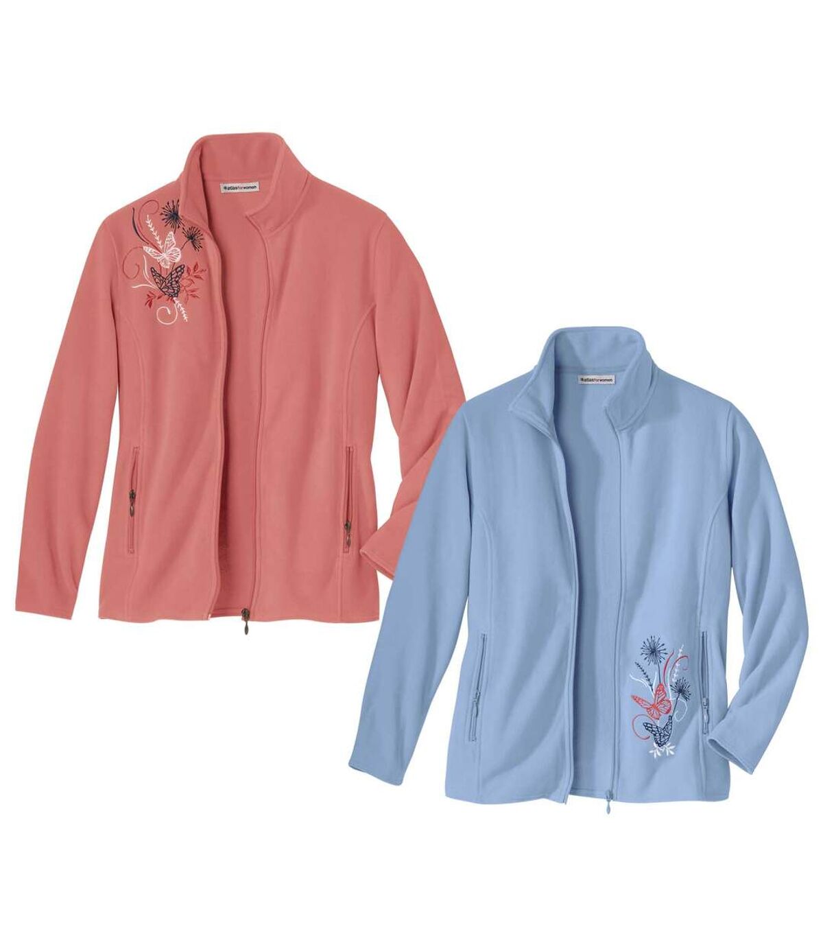 Pack of 2 Women's Embroidered Microfleece Jackets - Pink Blue Atlas For Men