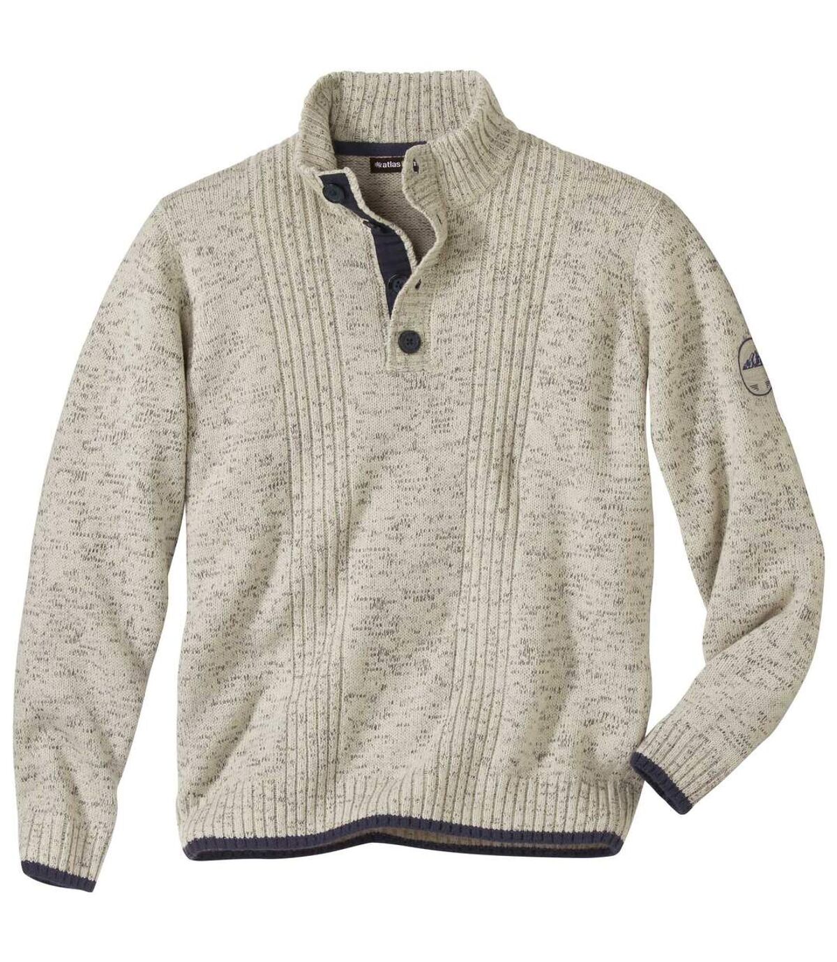 Men's Funnel Neck Sweater - Mottled Beige Atlas For Men