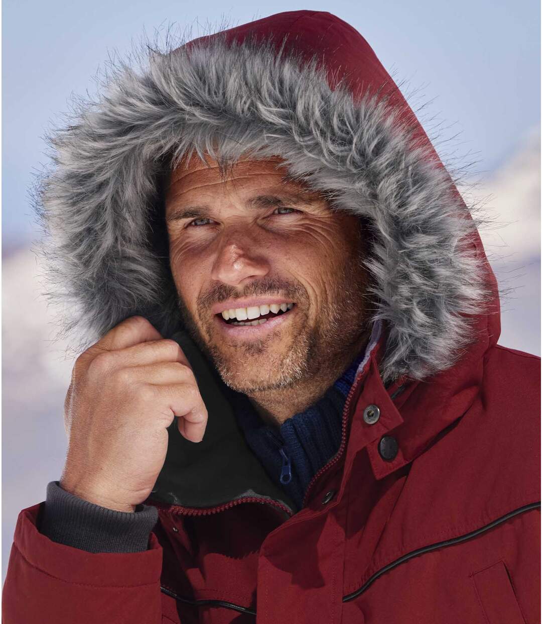 Men's Parka with Detachable Faux-Fur Hood Atlas For Men