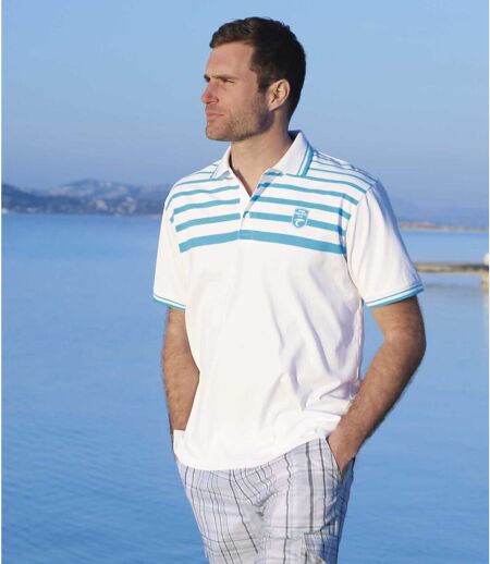 Pack of 2 Men's Miami Pacific Polo Shirts - White Turquoise