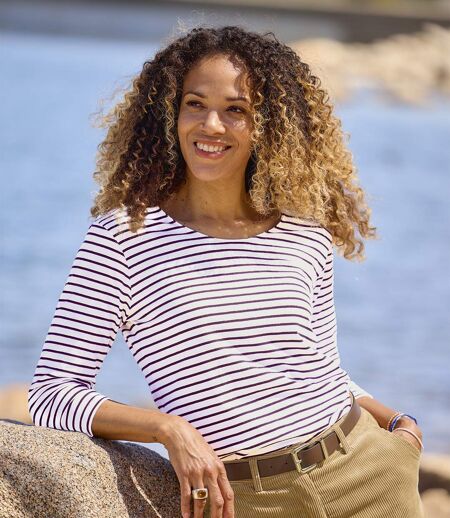 Le Lot de 2 Tee-Shirts Manches 3/4 Marinières