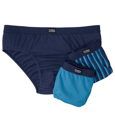 Pack of 3 Men's Briefs - Navy Turquoise