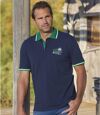 Pack of 2 Men's Piqué Polo Shirts - Green Navy Atlas For Men