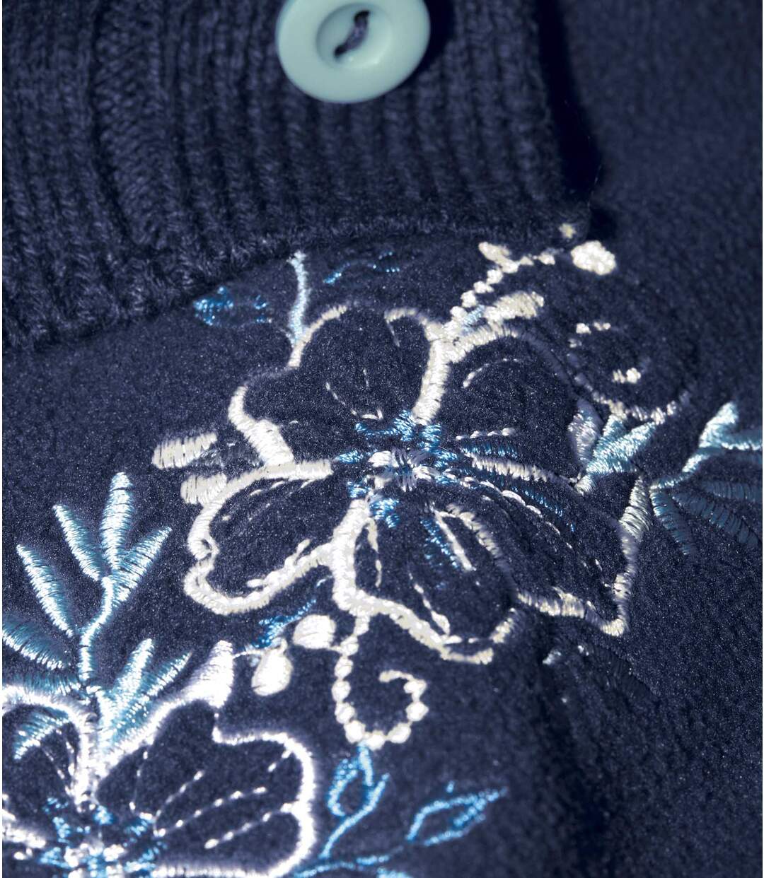 Sweter z polaru z haftem i trykotowymi detalami Atlas For Men