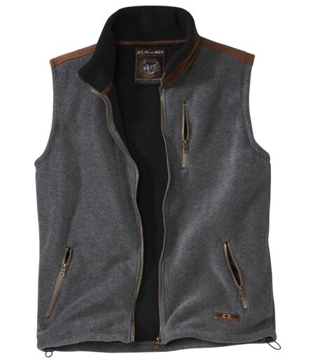 Men's Grey Sherpa-Lined Fleece Vest
