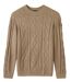 Men's Beige Mottled Knit Crew-Neck Jumper-1