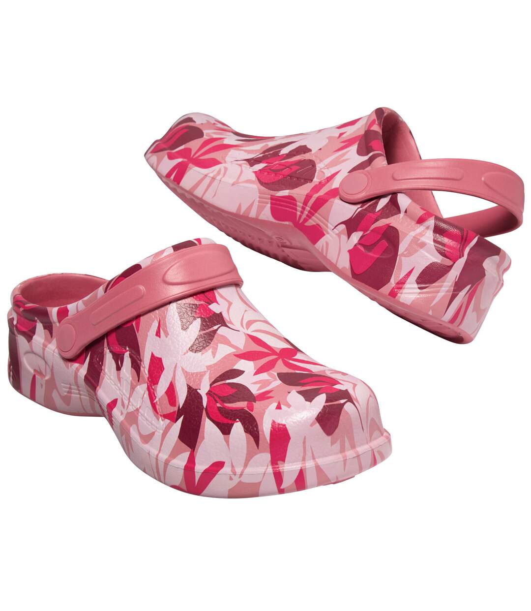 Women's Pink Floral Clogs-1