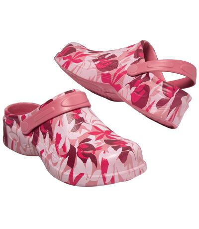 Women's Pink Floral Clogs