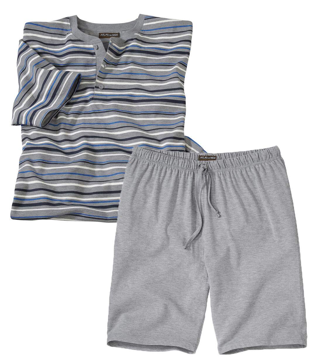 Men's Striped Short Pyjama Set - Grey Atlas For Men