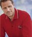 Pack of 2 Men's Grey & Red Polo Shirts - Long-Sleeved