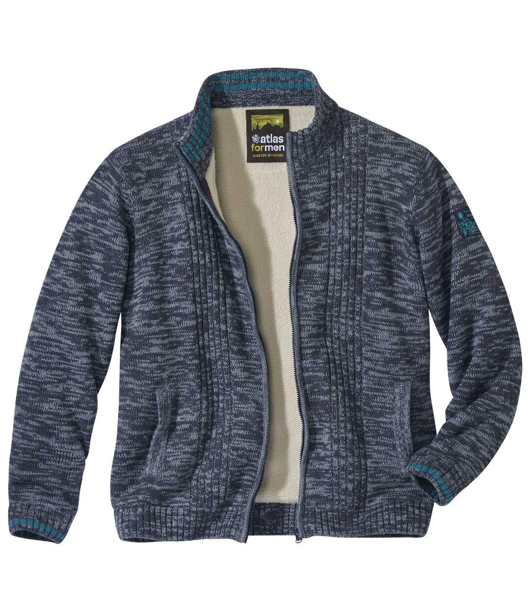 Men's Mottled Blue Knitted Jacket  Atlas For Men