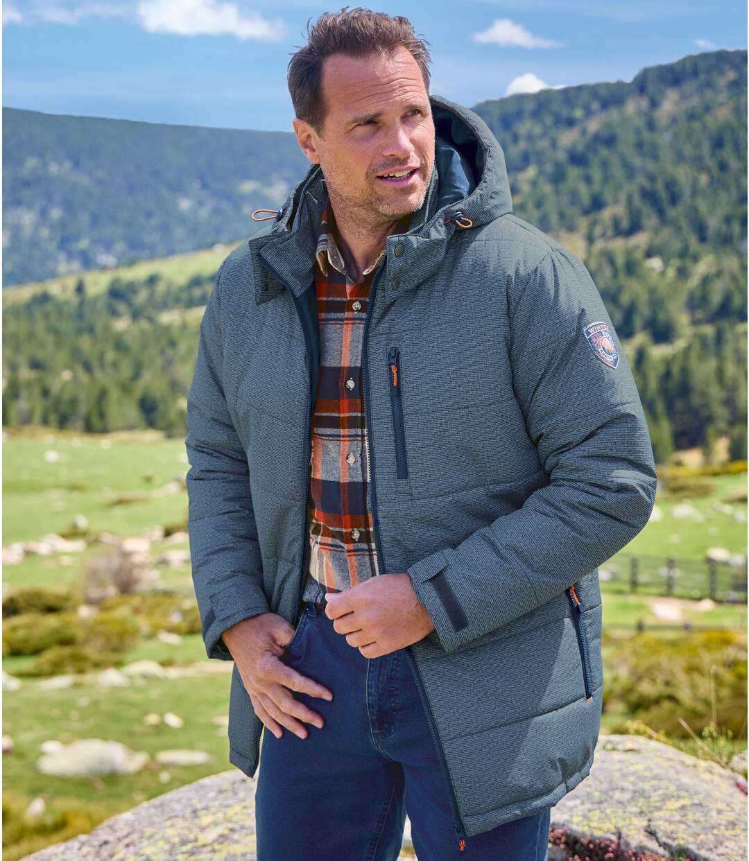 Manteau matelassé à capuchon homme - marine