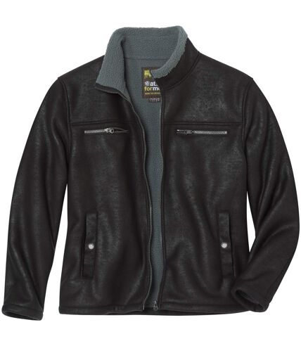 Men's Black Sherpa-Lined Aviator Jacket  