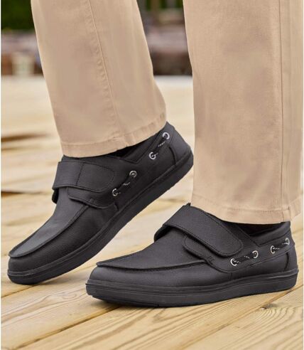 Mocassins en cuir autoagrippants homme - noir