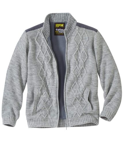 Men's Grey Fleece-Lined Knitted Jacket