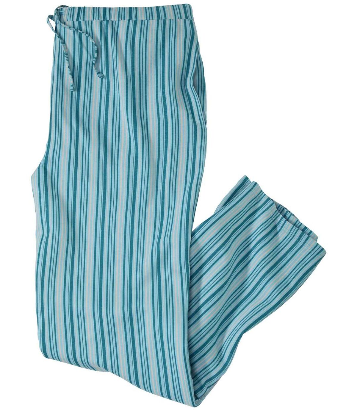 Men's Blue Striped Jersey Pants - Elasticated Waist  Atlas For Men