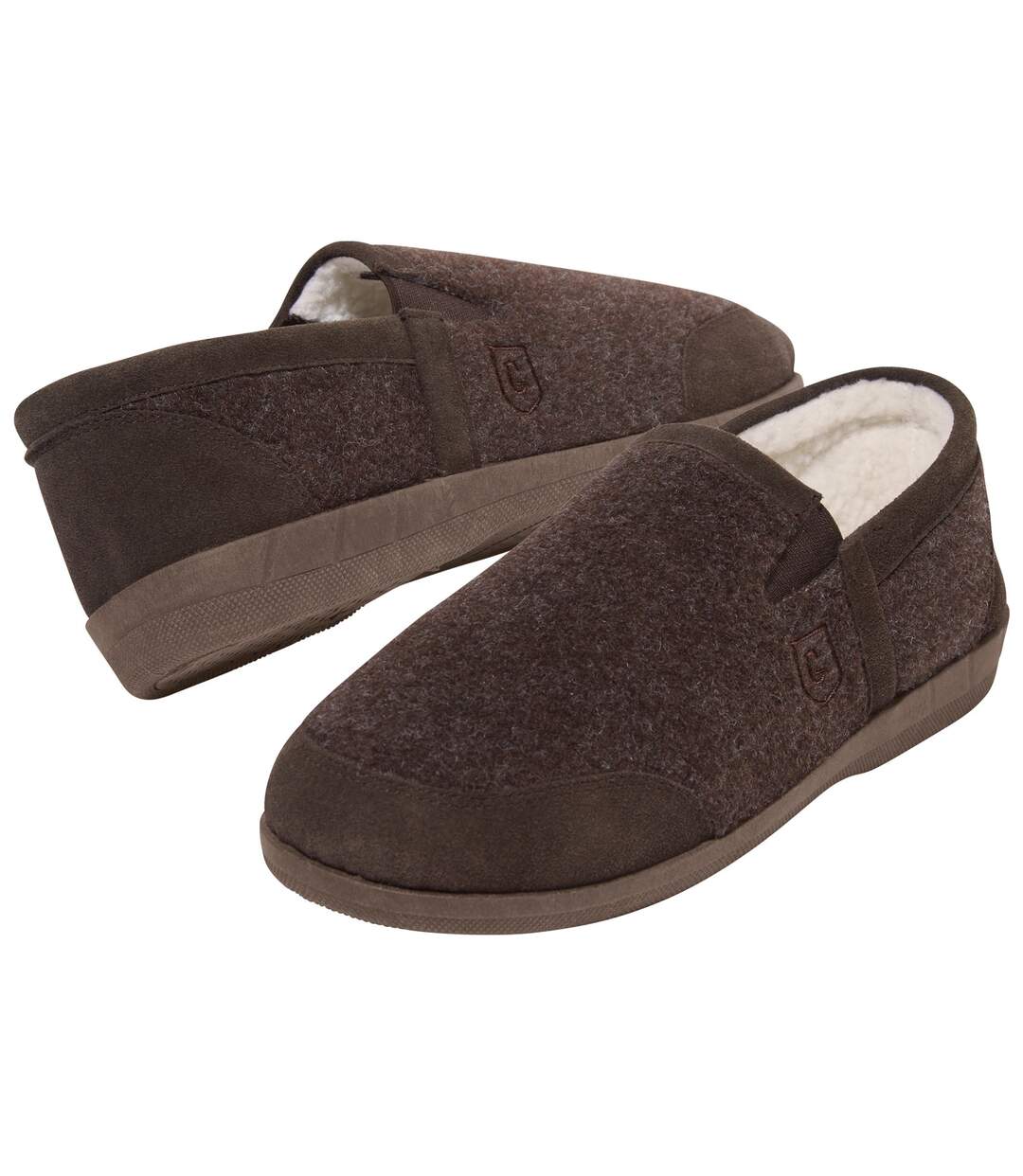 Men s Brown Sherpa Lined Slippers Atlas For Men