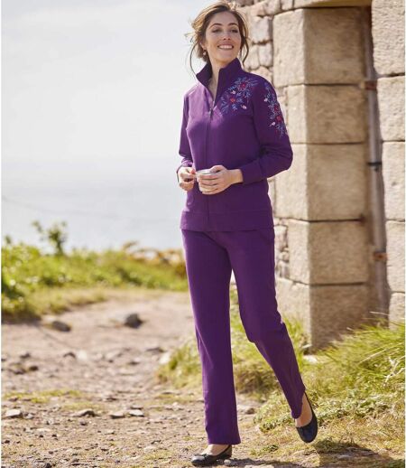Women's Purple Brushed Fleece Loungewear Set