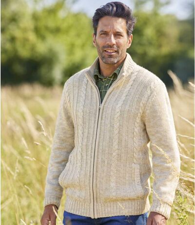 Pletený svetr Mountain Travel na zip s límcem podšitým fleecem