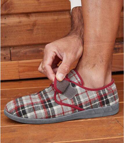 Men's Grey Sherpa-Lined Slippers