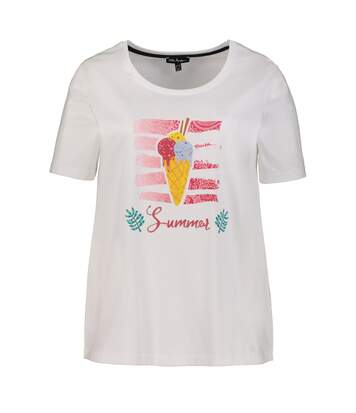 ULLA POPKEN T-shirt, cornet de glace pailleté, Classic, coton