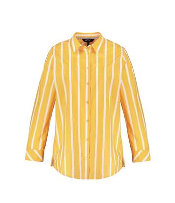 ULLA POPKEN Chemisier, rayures, col chemise, manches longues jaune maïs